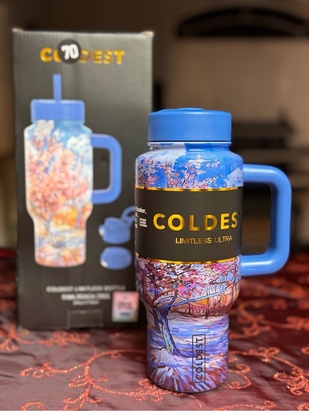 🎨🌸 COLDest Limitless 24 oz Pink Peach Tree – Van Gogh Design | SOLD OUT! 🌸🎨